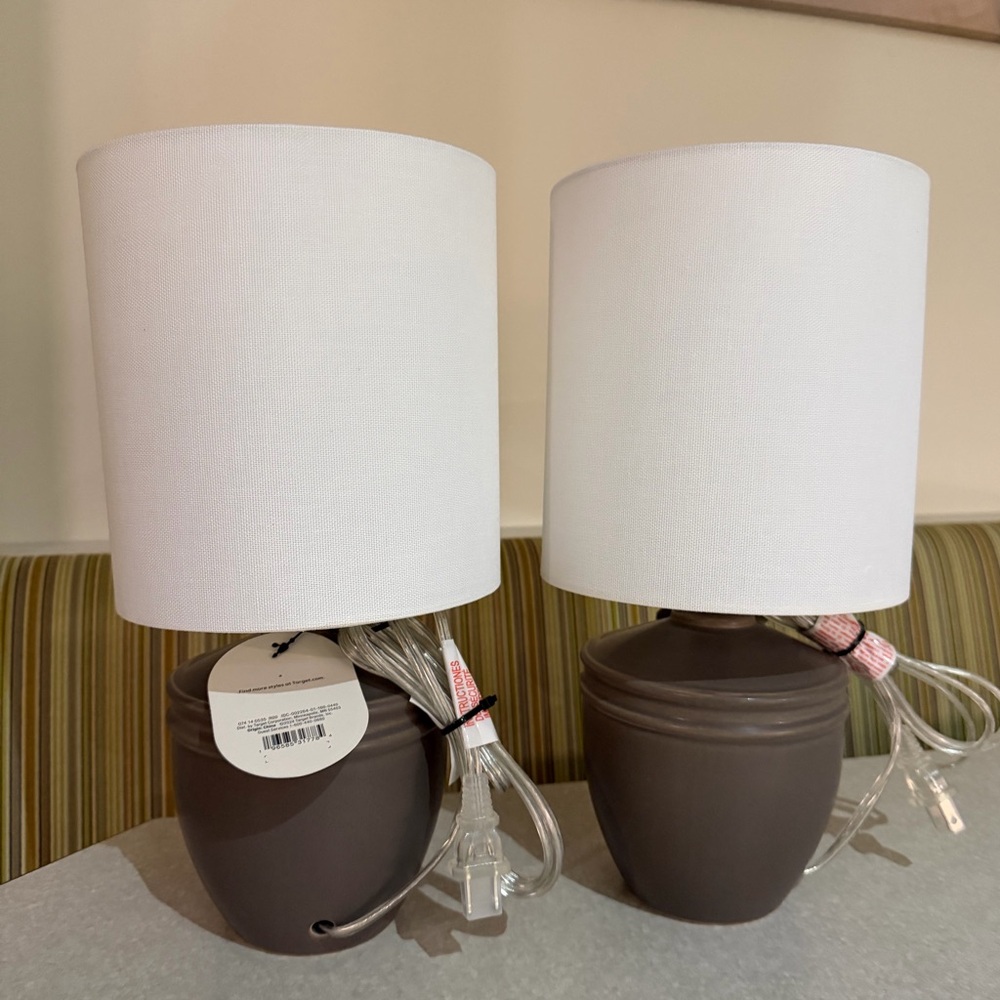 Elegant White and Brown Table Lamp Set